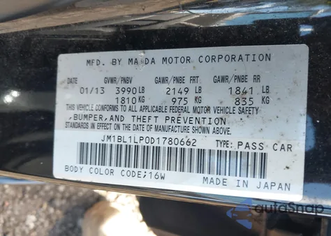 2013 Mazda Mazda3 I Touring z USA, uszkodzony, nr VIN JM1BL1LP0D1780662